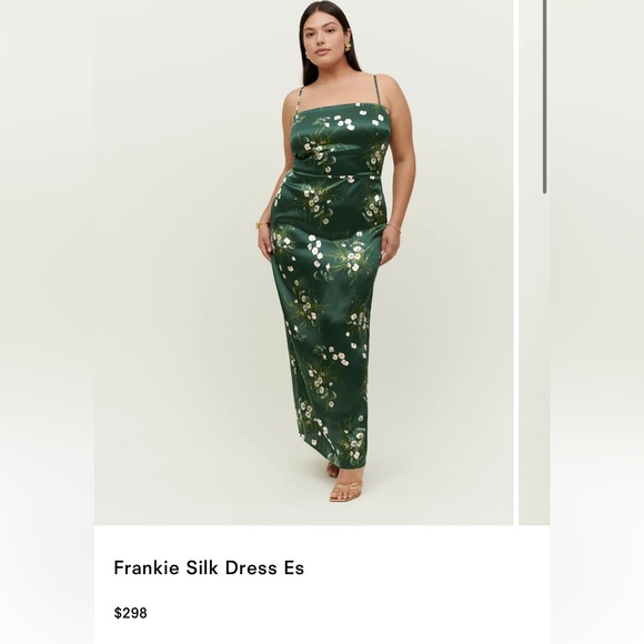 Reformation Dark Green Floral Strapless Dress